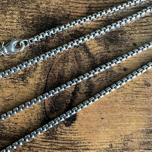 David Yurman Small Box Chain Necklace w/ 14K Gold - 2.7mm - 35.75" - Picture 7 of 15